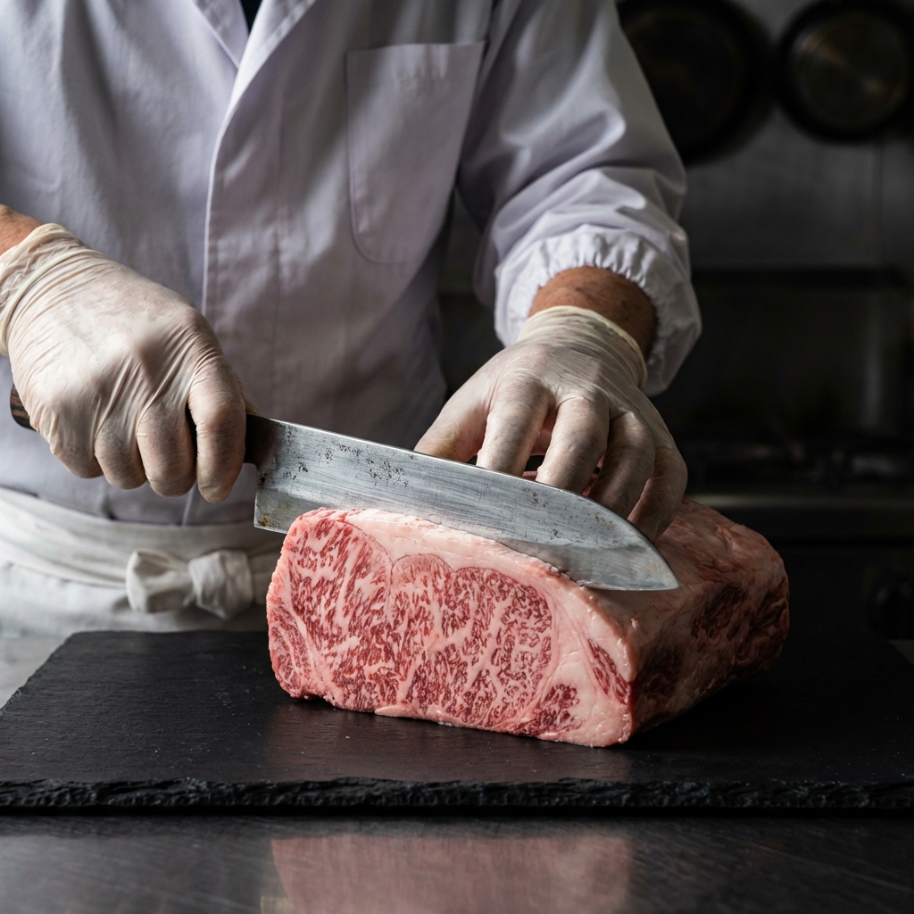 Master Butcher Handling Wagyu